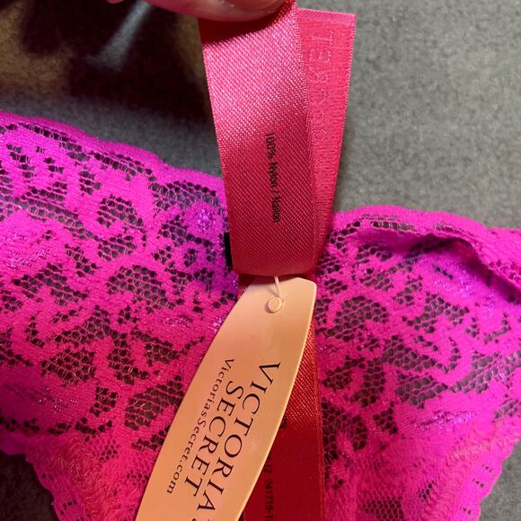 Victoria's Secret 2012 The Lacie Thong Panty Pink Sequin Ooh LaLa Lace Waist - Picture 7 of 11